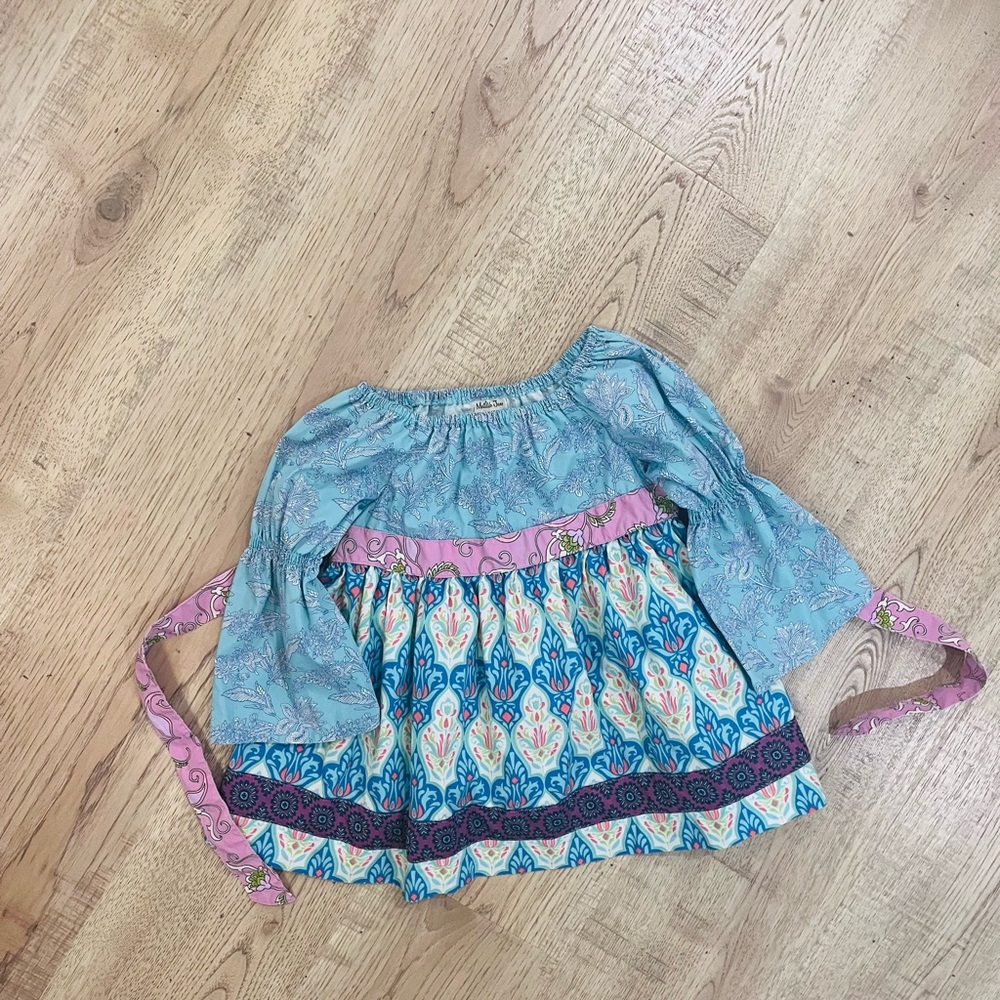 Matilda Jane Blue and Pink Blouse with Decorative Trim